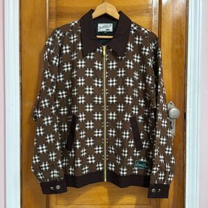 Bogey Boys Brown Plaid Golf Track Jacket Men’s US Large